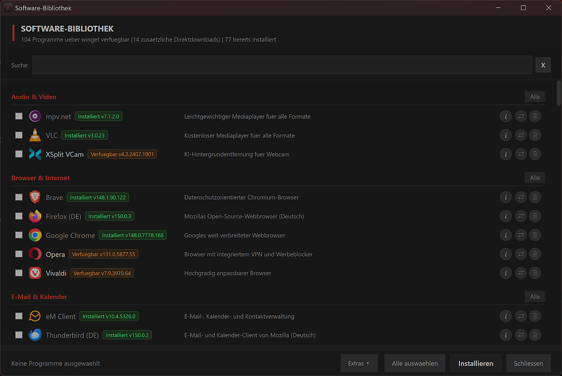 Software-Bibliothek Screenshot