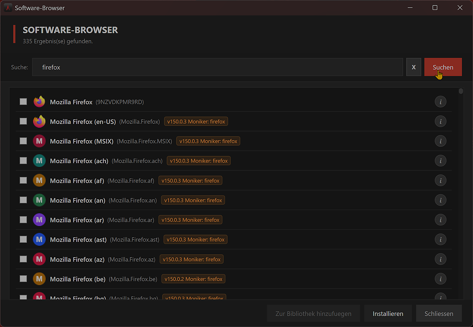Software-Browser Screenshot